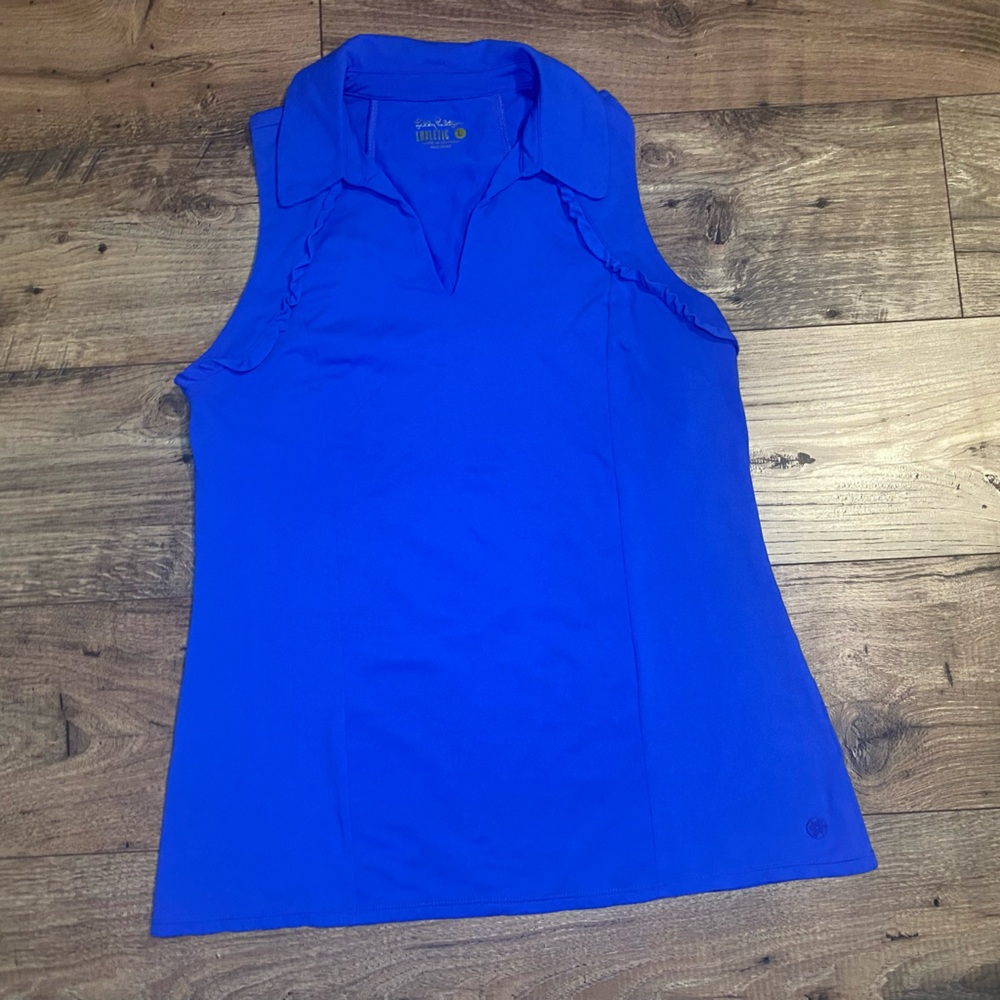 Lilly Pulitzer Upf 50+ Luxletic Martina Polo Top Royal Blue Size L - Picture 3 of 7